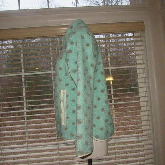 NWT T by TALBOTS Sherpa Woven Trim Dot Zip Front Jacket Size 12 - Picture 2 of 5